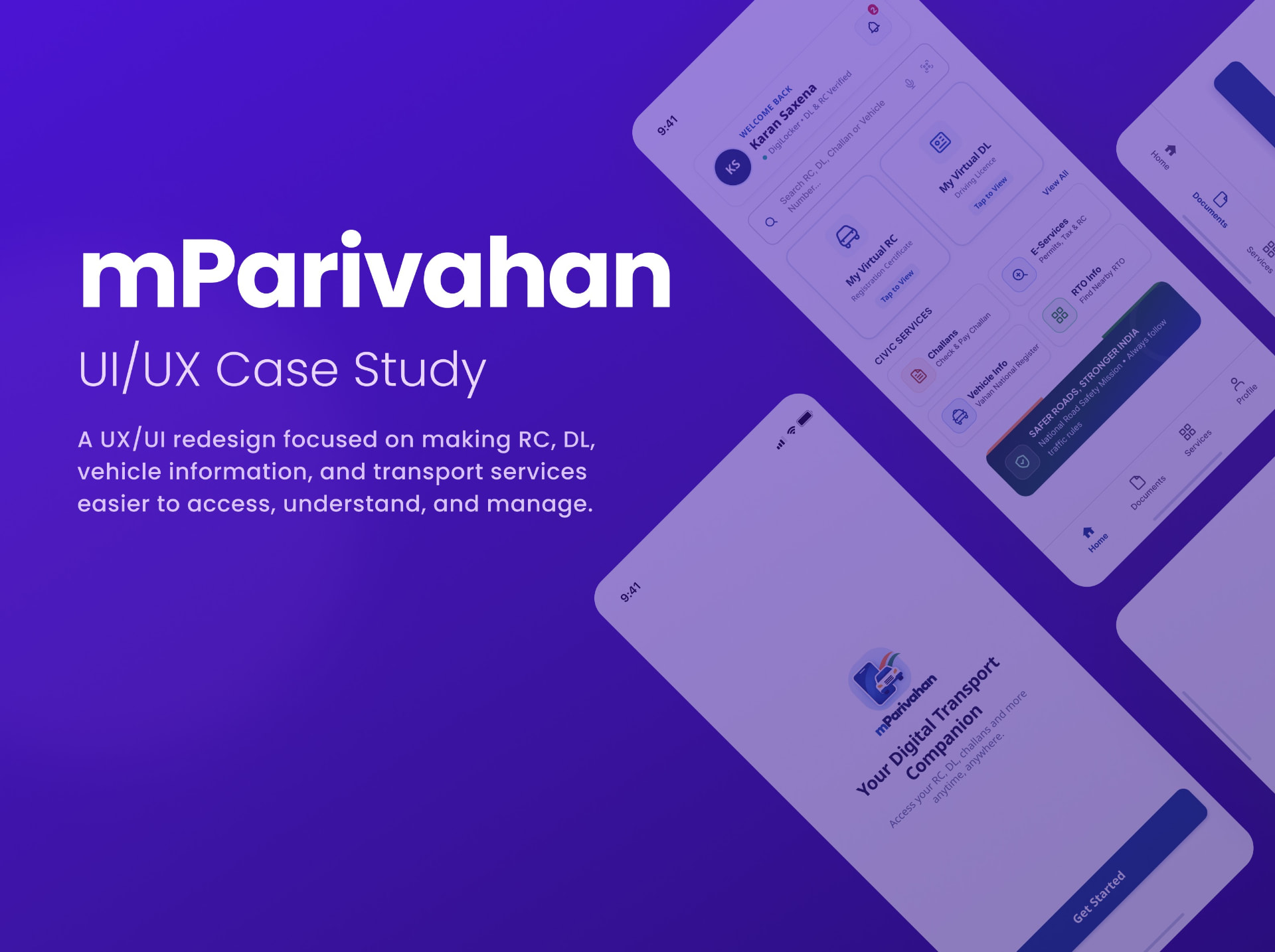 mParivahan · Govt App Redesign — Your RC and licence, without the fight.